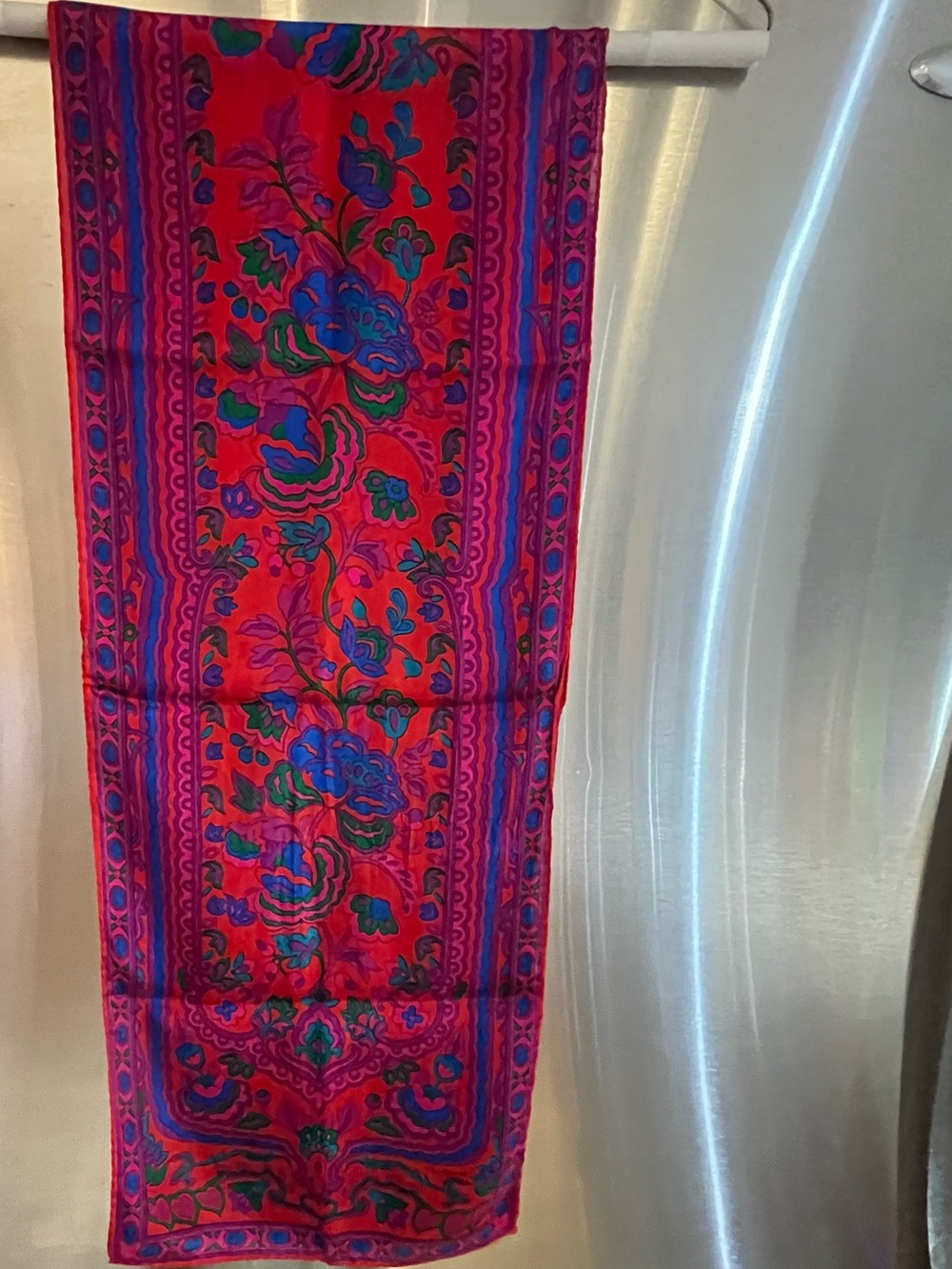 Liz Claiborne Red Purple Floral Patterned Silk Scarf EUC